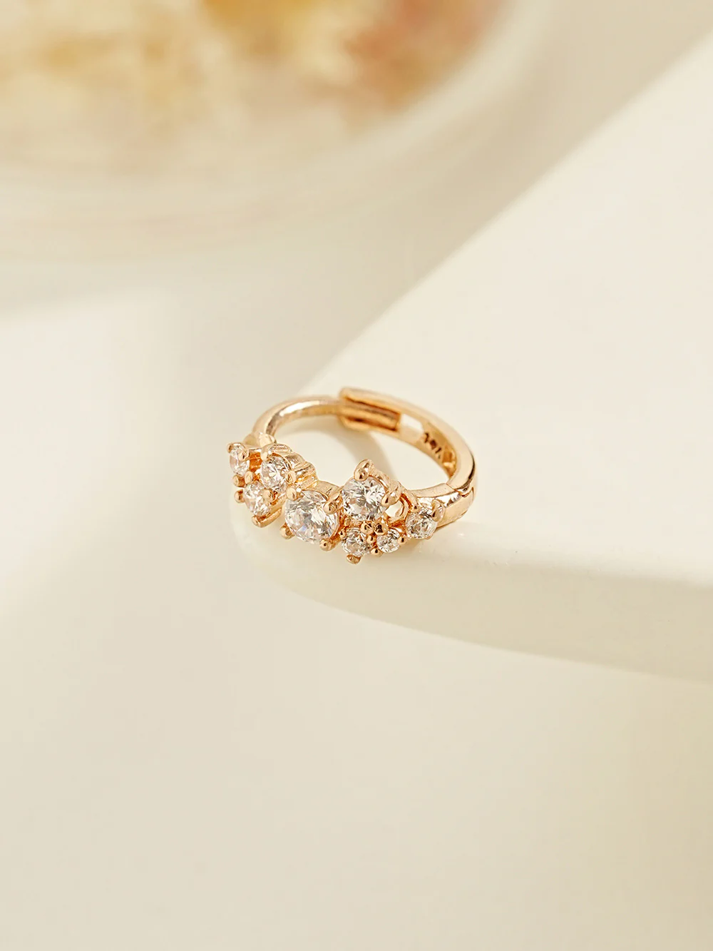 14K Gold Twinkle CZ Hoop Cartilage Earring - Image 9