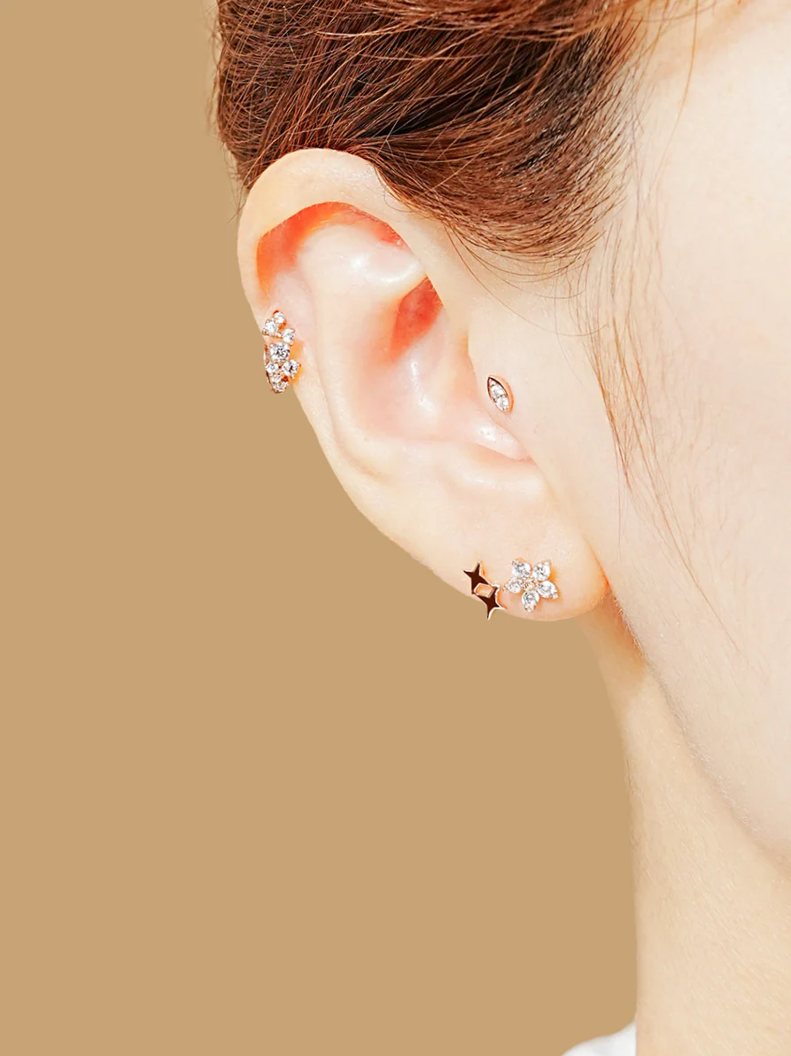 14K Gold Twinkle Stars Cartilage Earrings 20G18G16G - Image 10