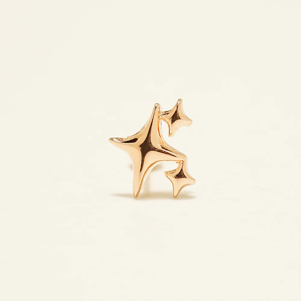 14K Gold Twinkle Stars Cartilage Earrings 20G18G16G - Image 12