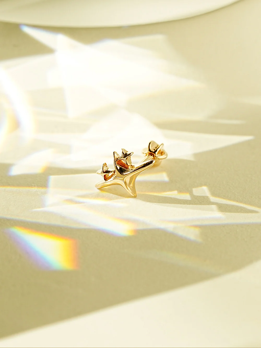 14K Gold Twinkle Universe Star Cartilage Earring 18G16G - Image 9