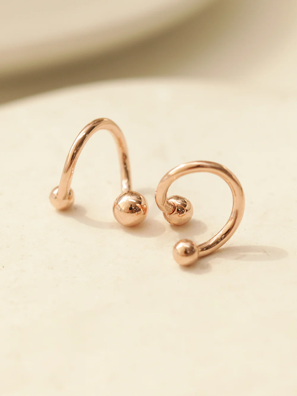 14K Gold Twist Ball Cartilage Helix Earring 16G - Image 7