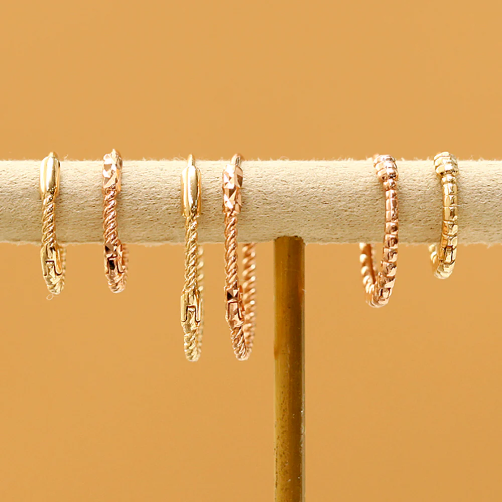 14K Gold Twist Oval Cartilage Hoop Earring - Image 3