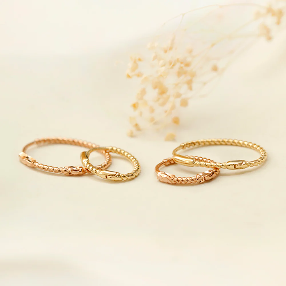 14K Gold Twist Oval Cartilage Hoop Earring - Image 5
