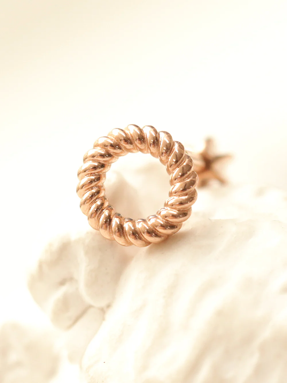 14K Gold Twist Round Cartilage Earring 18G16G - Image 4
