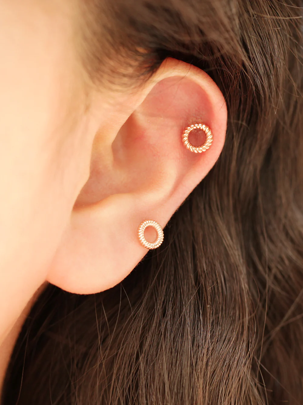 14K Gold Twist Round Cartilage Earring 18G16G - Image 6