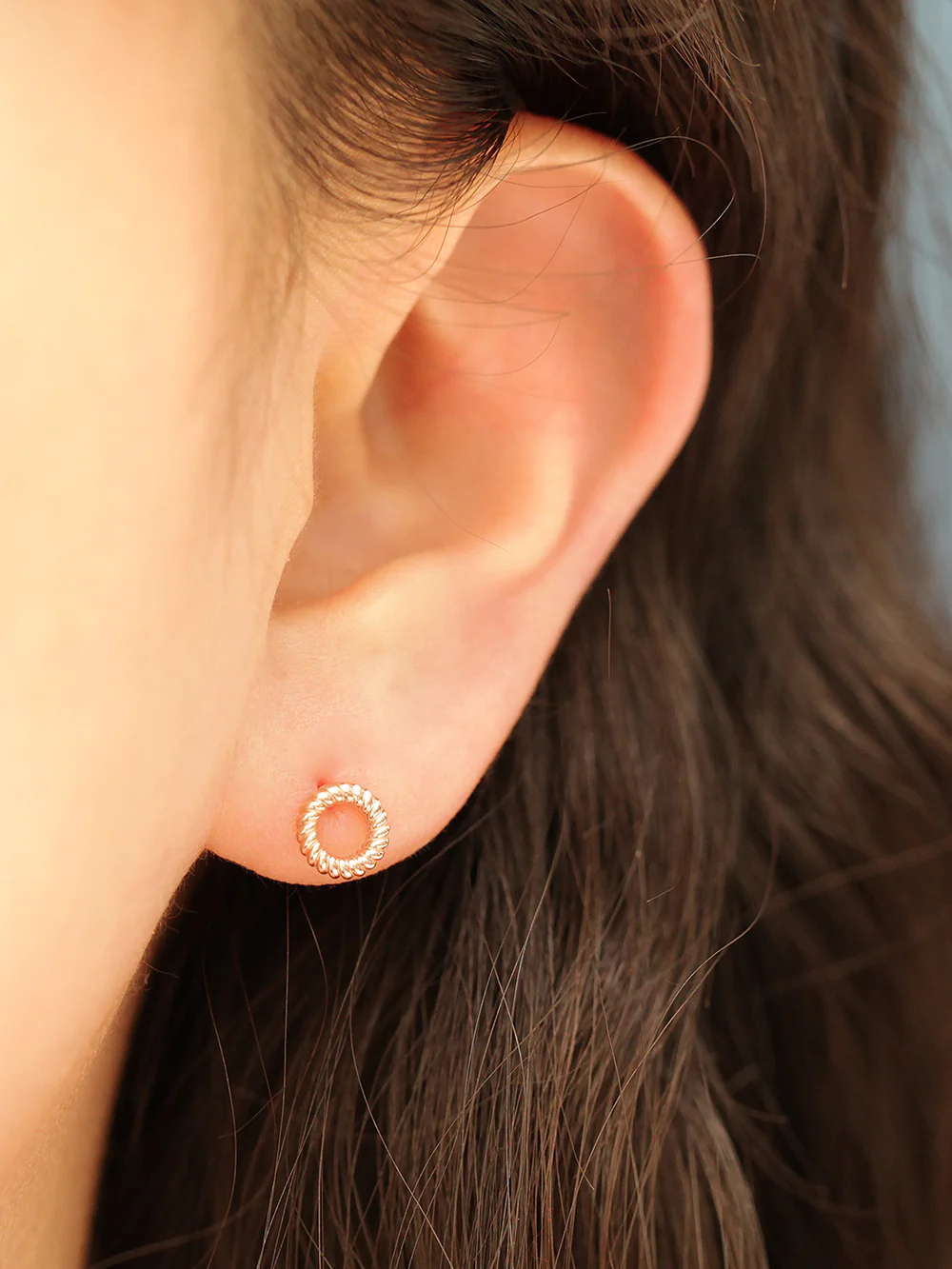 14K Gold Twist Round Cartilage Earring 18G16G - Image 7