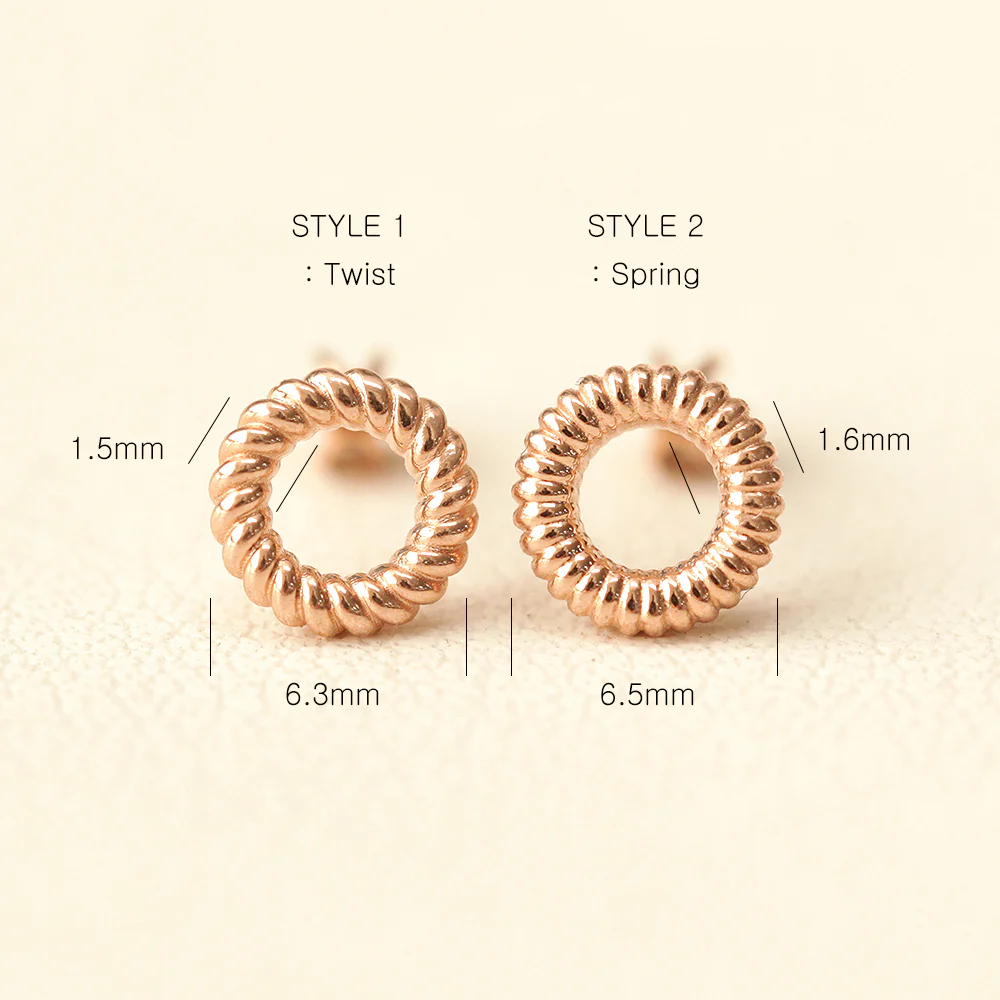 14K Gold Twist Round Cartilage Earring 18G16G - Image 9