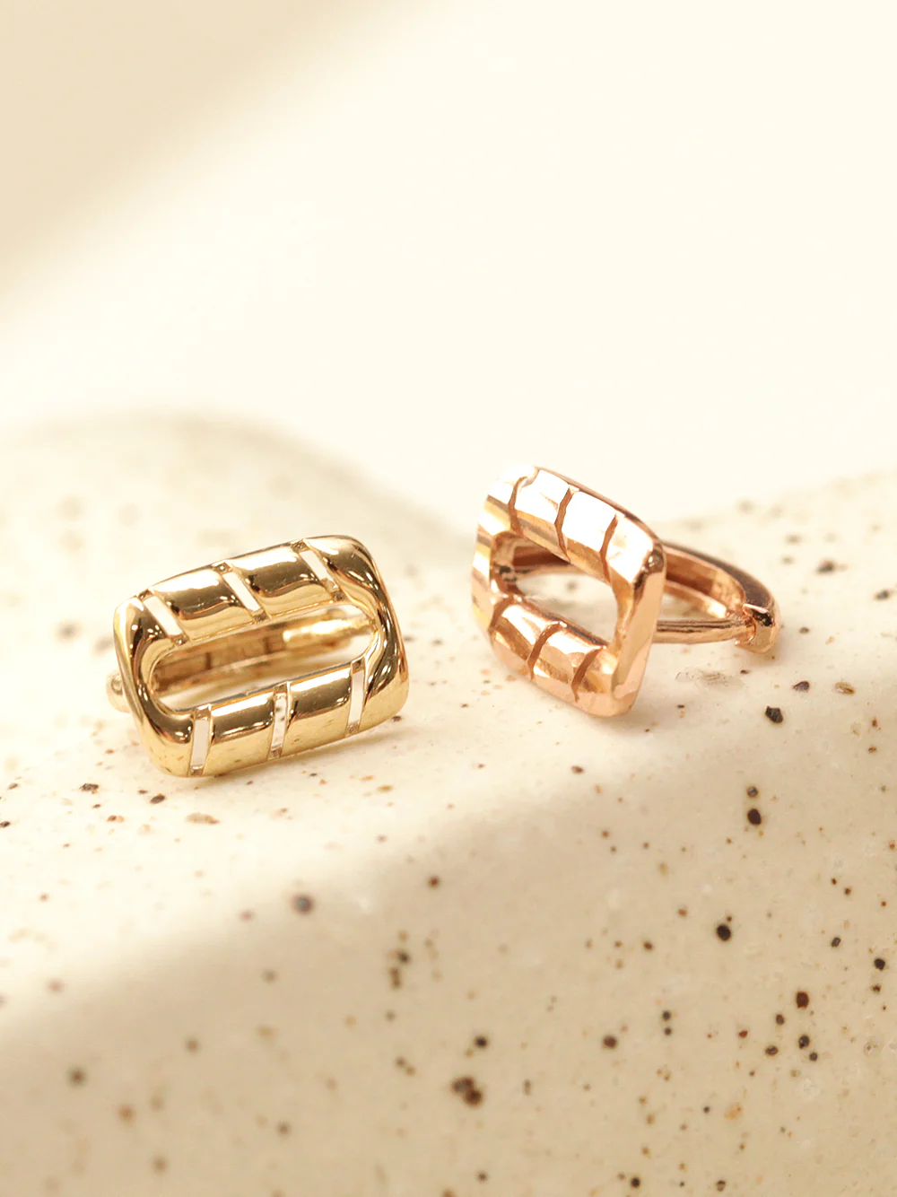 14K Gold Twist Square Hoop Earring - Image 10