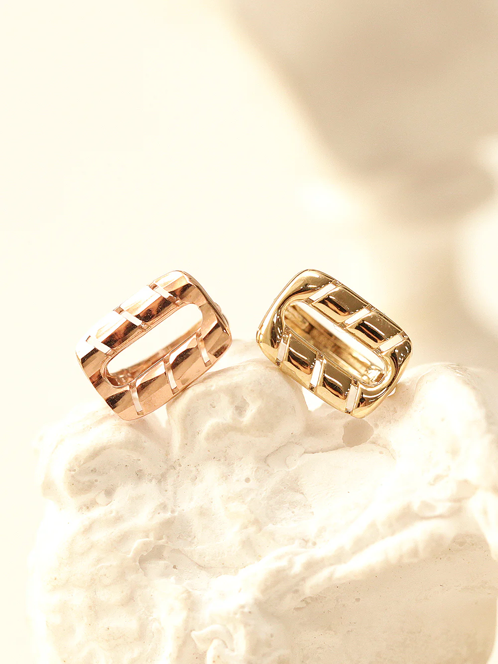14K Gold Twist Square Hoop Earring - Image 7