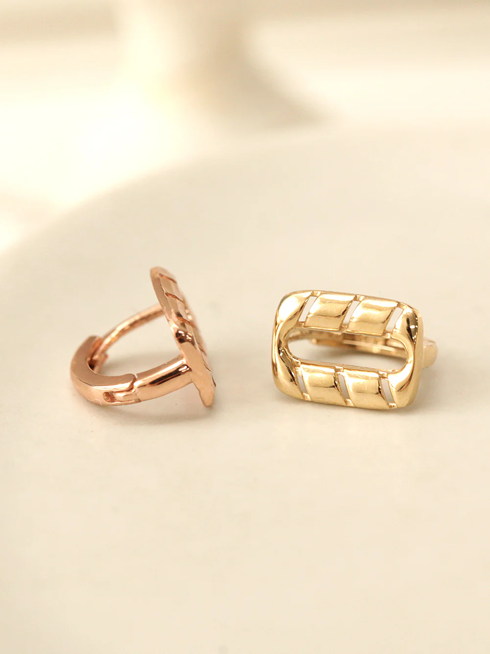 14K Gold Twist Square Hoop Earring - Image 9