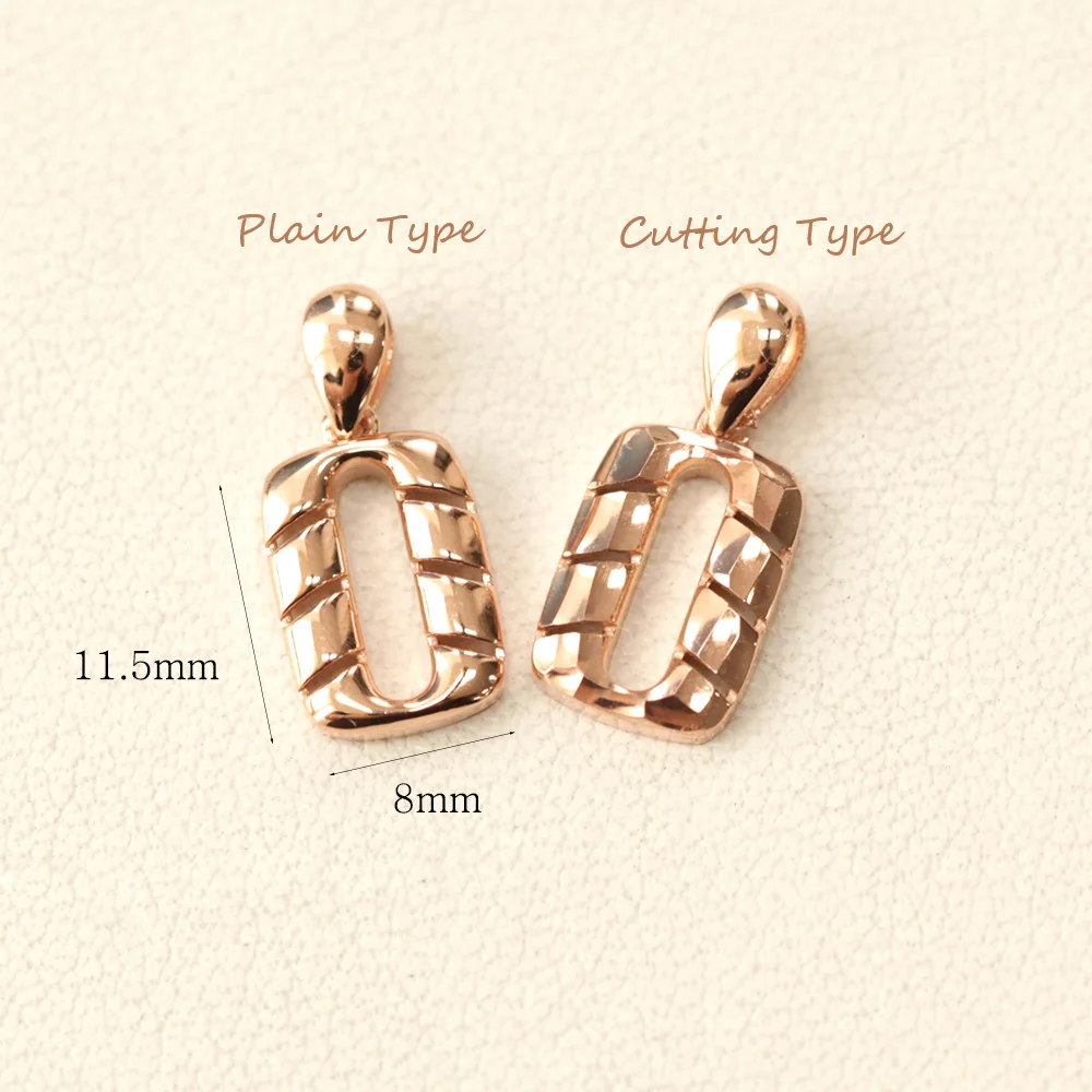 14K Gold Twist Square Necklace Pendant - Image 10