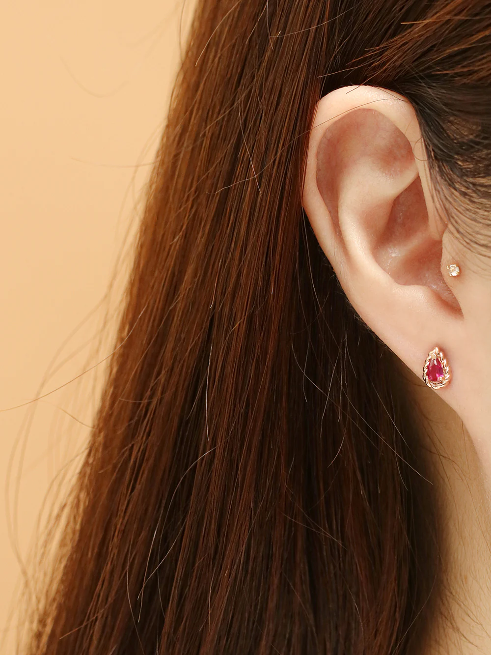 14K Gold Twist Water Drop Cubic Cartilage Earring 18G16G - Image 4