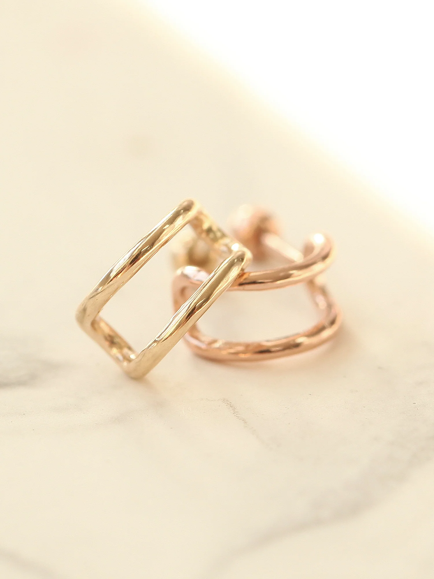 14K Gold Two Line Ear Lobe Piercing 18G16G - Image 7