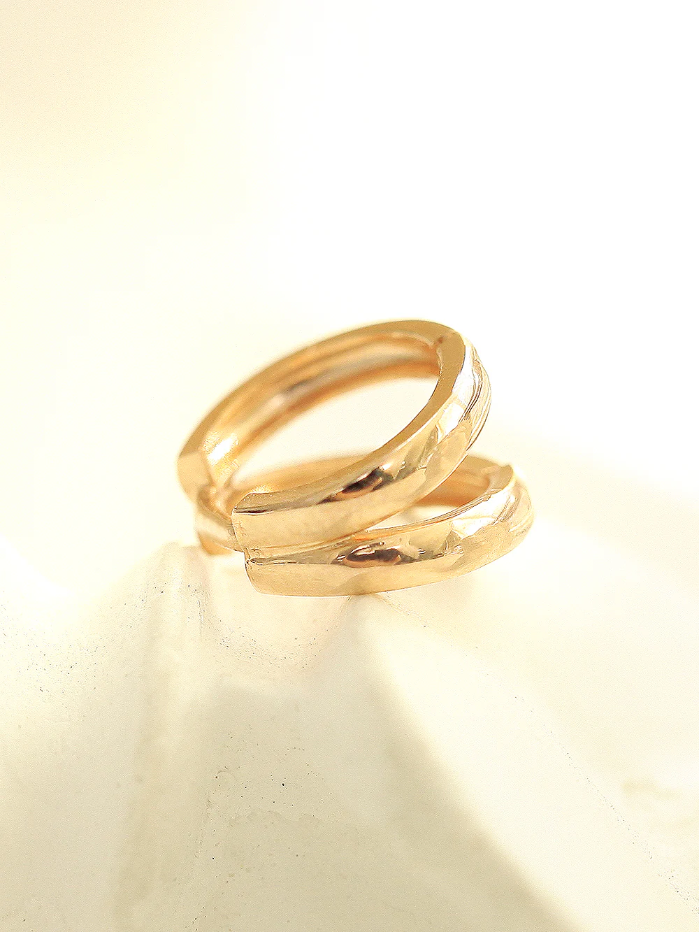 14K Gold Two Line Hoop Earring - Image 5