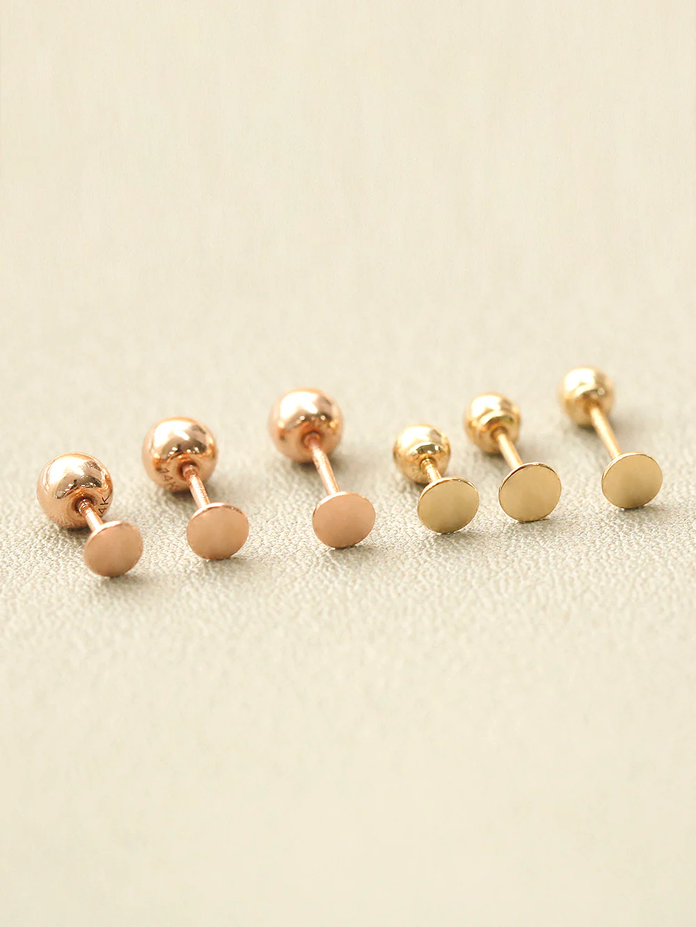 14K Gold Two Way Ball Labret Earring 20G - Image 2
