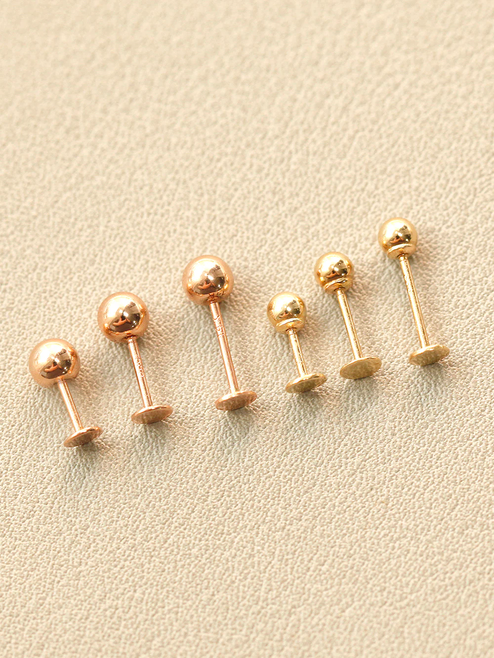 14K Gold Two Way Ball Labret Earring 20G - Image 7