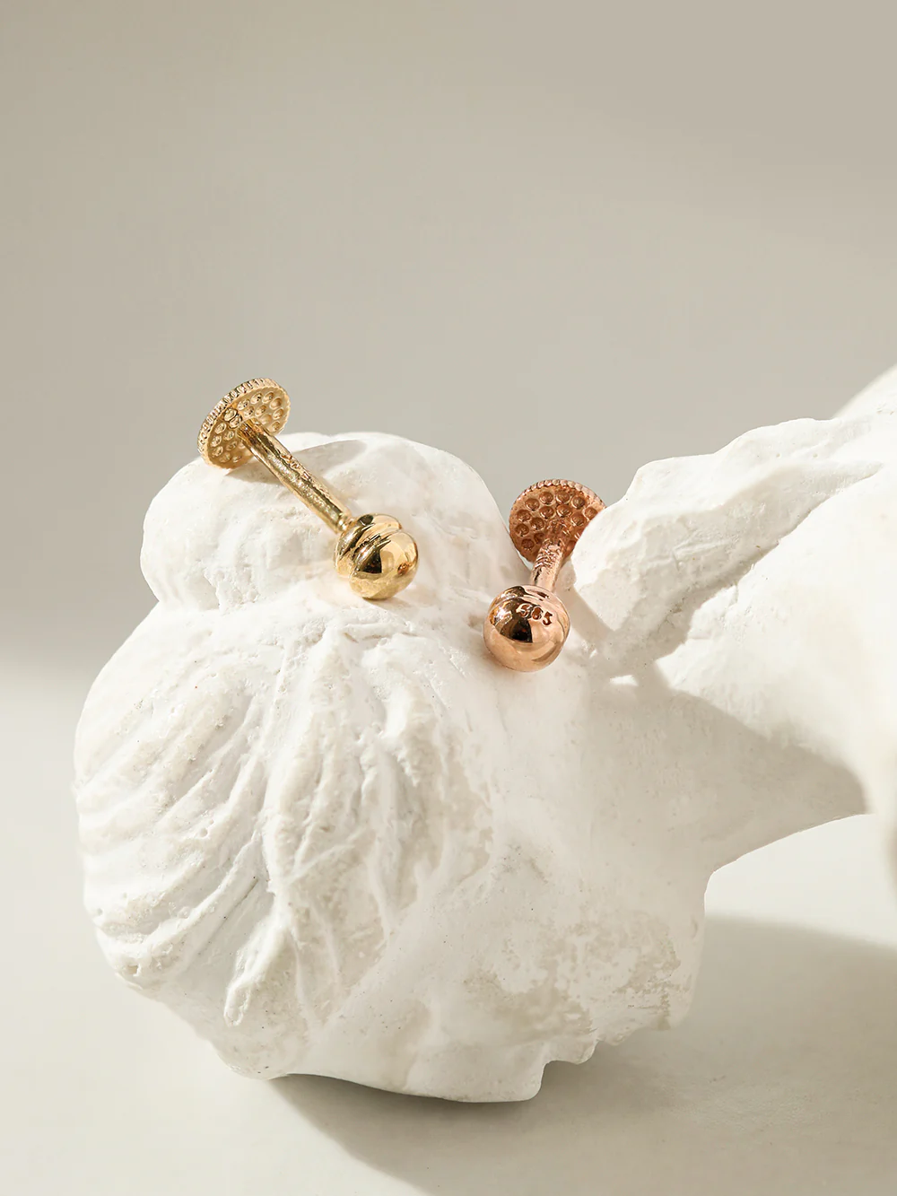 14K Gold Two way Cutting line Ball Labret Piercing 18g16g - Image 9