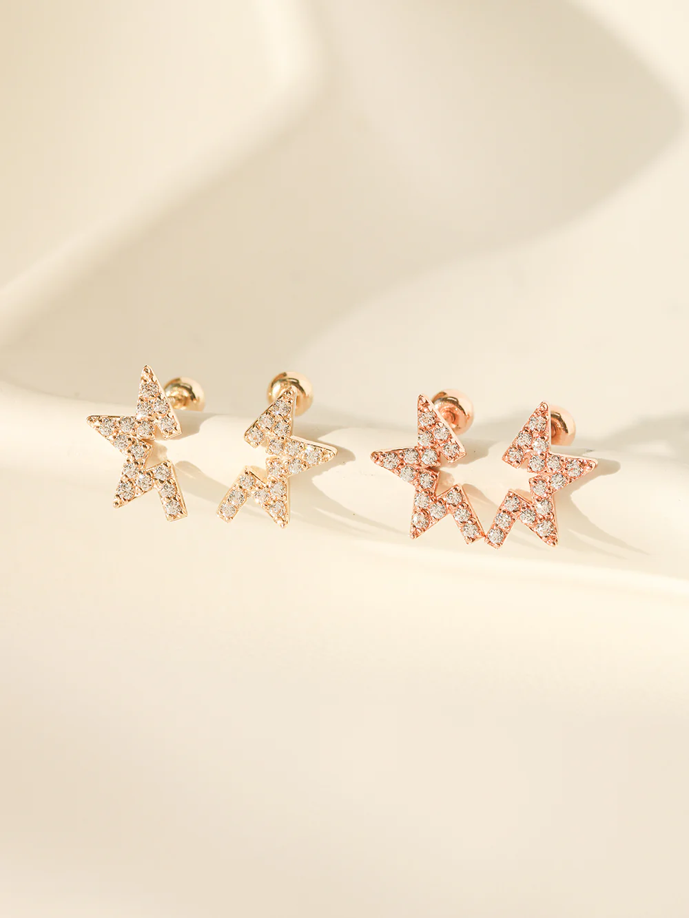 14K Gold Unbalanced Star Cubic Cartilage Earring 20G18G16G