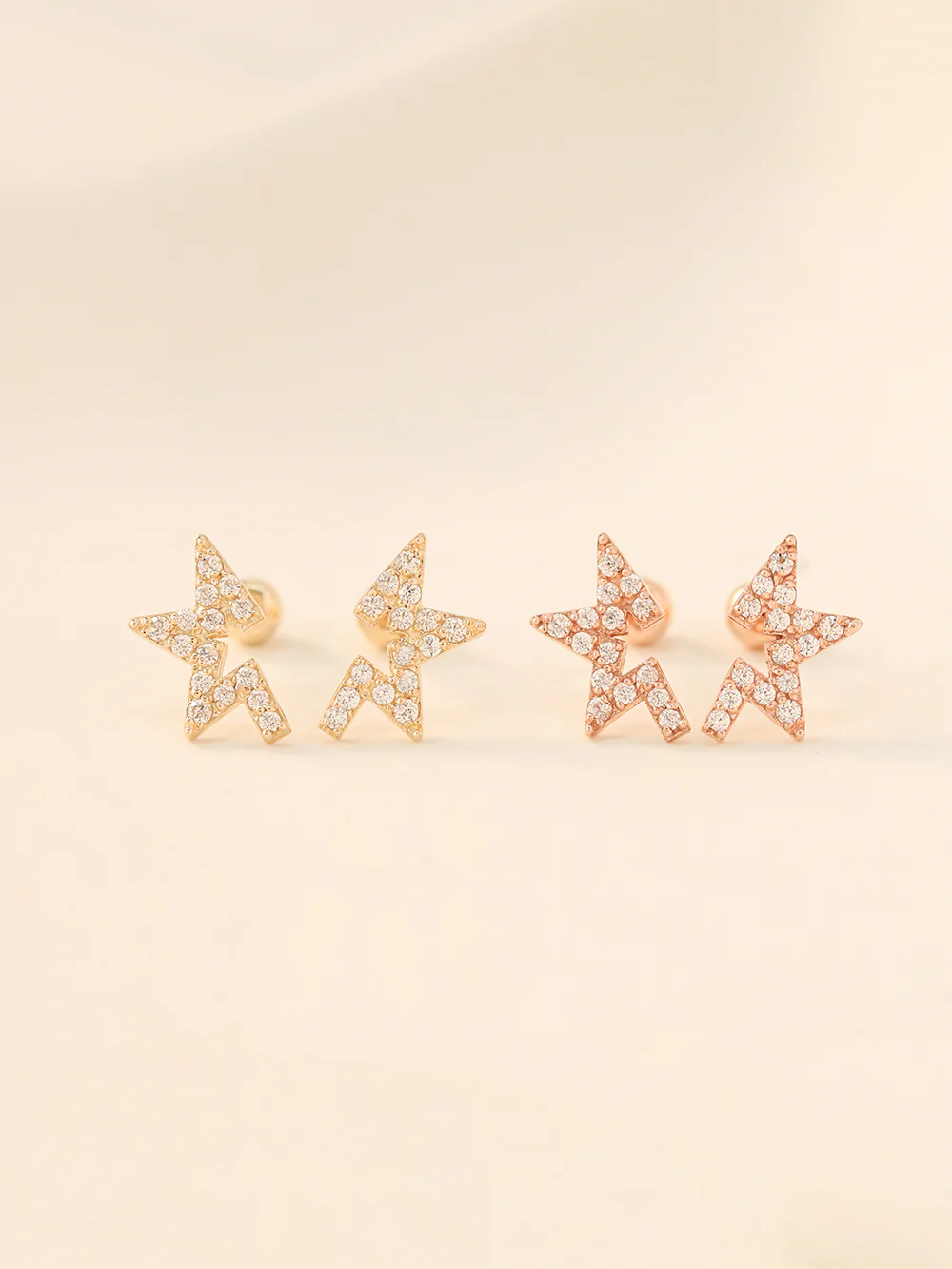 14K Gold Unbalanced Star Cubic Cartilage Earring 20G18G16G - Image 3