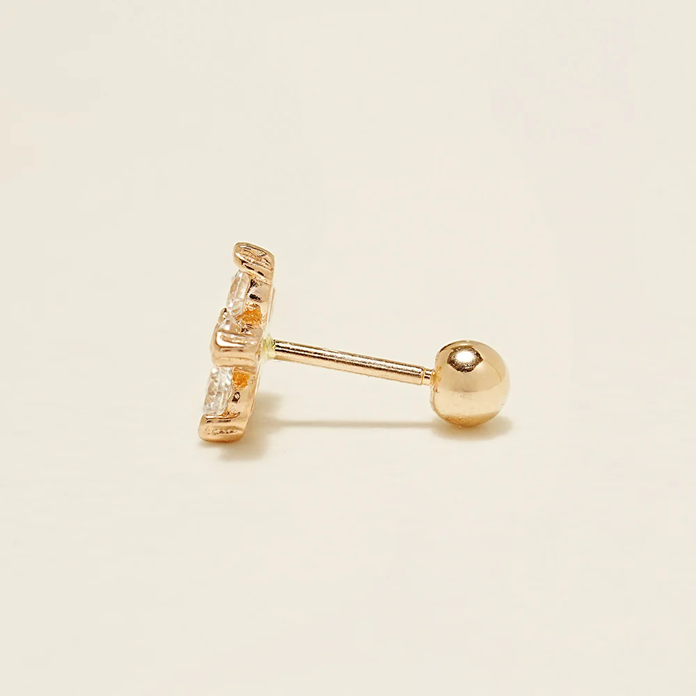 14K Gold Verbena Flower Cartilage Earrings 20G18G16G - Image 11