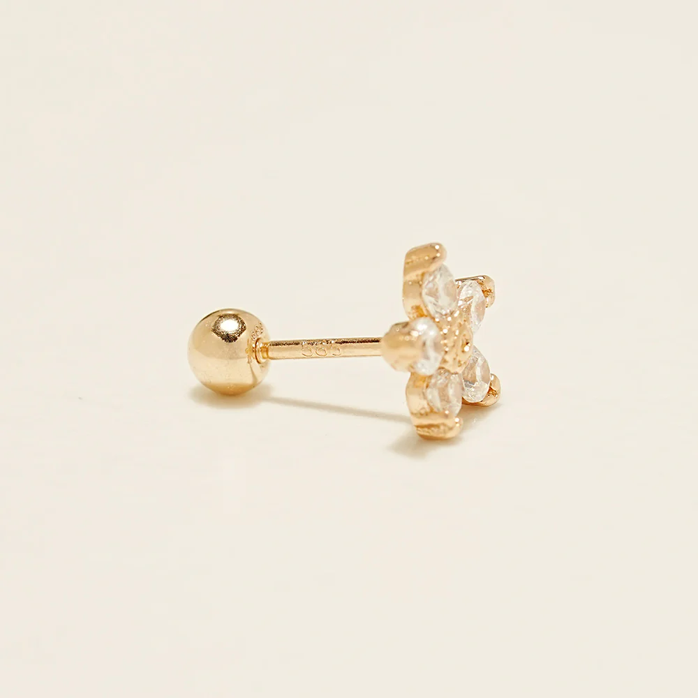 14K Gold Verbena Flower Cartilage Earrings 20G18G16G - Image 12