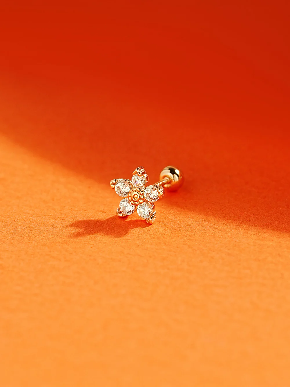 14K Gold Verbena Flower Cartilage Earrings 20G18G16G - Image 7