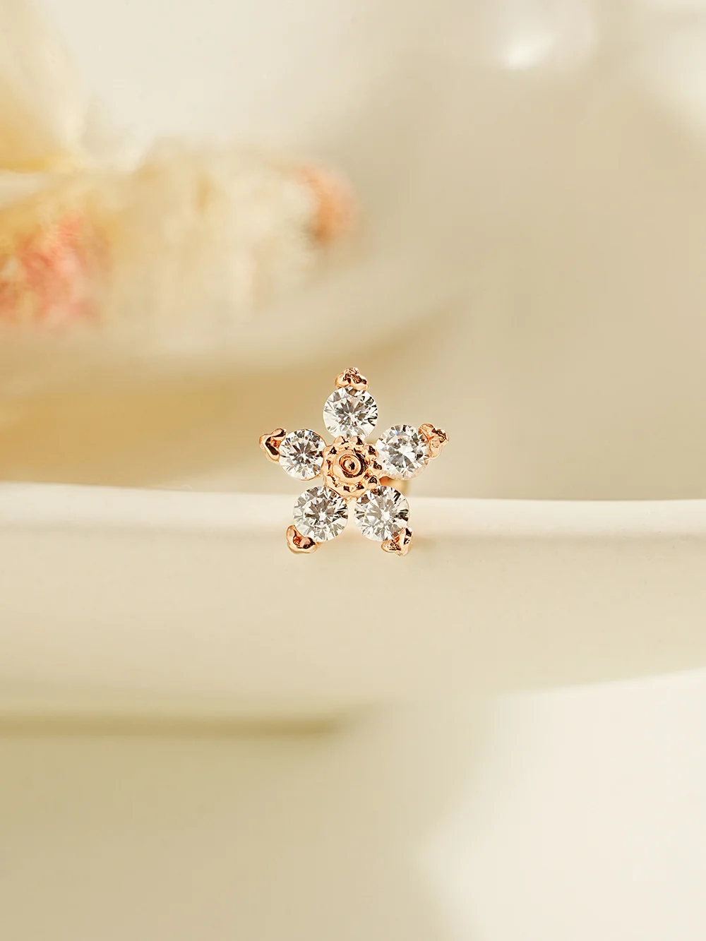 14K Gold Verbena Flower Cartilage Earrings 20G18G16G - Image 9