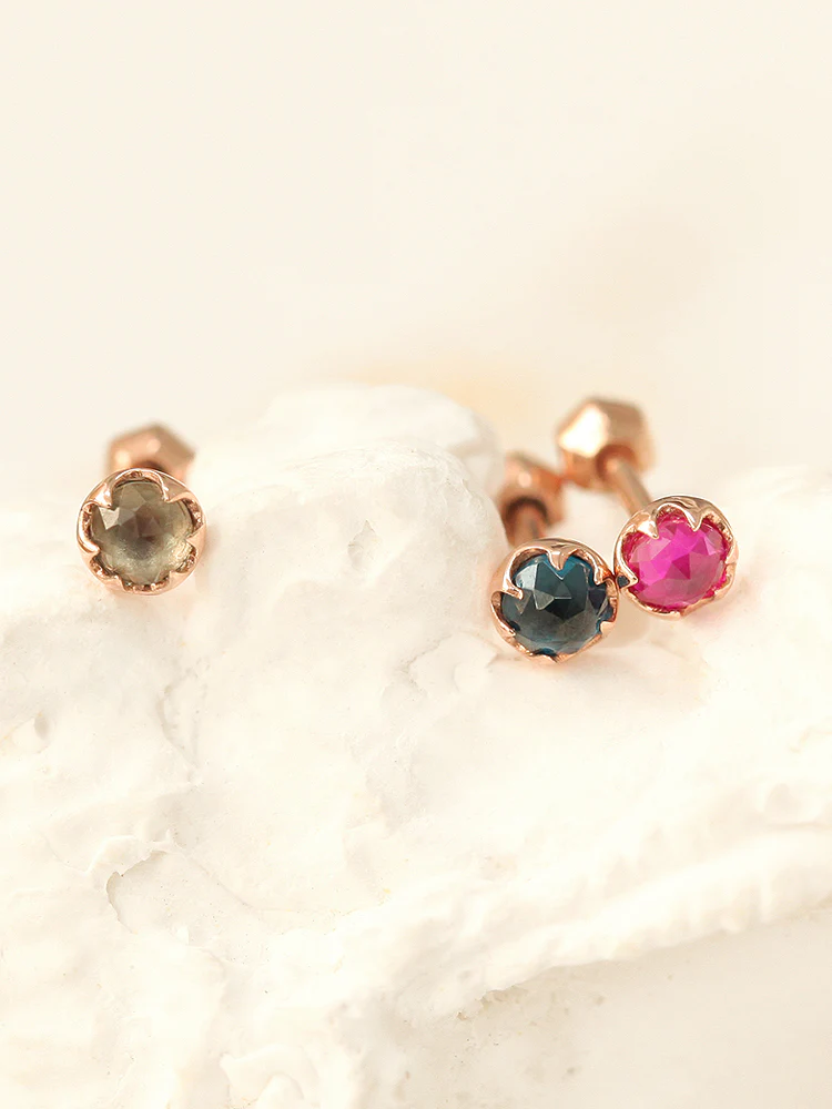 14K Gold Vintage Opal Cubic Cartilage Earring 18G16G - Image 2