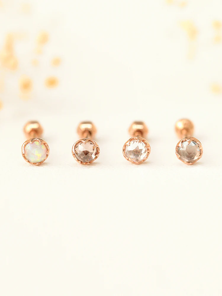 14K Gold Vintage Opal Cubic Cartilage Earring 18G16G - Image 7