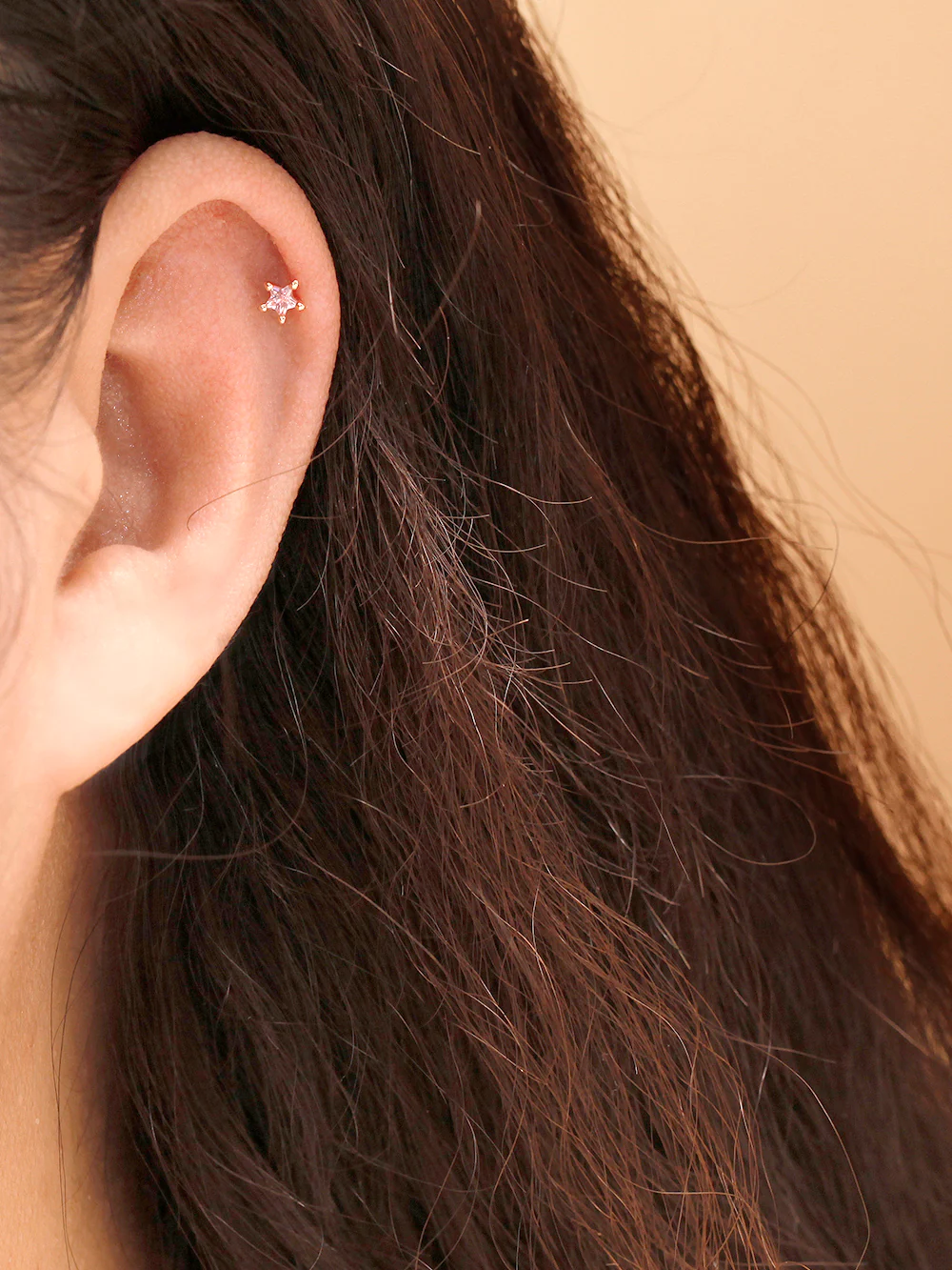 14K Gold Volume Cubic Star Cartilage Earring 20G18G16G - Image 4
