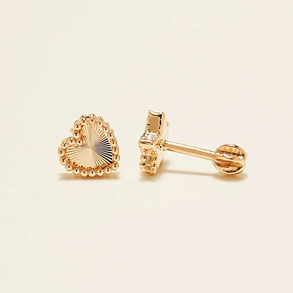 14K Gold Volume Cutting Heart Star Cartilage Earring 18G16G - Image 16