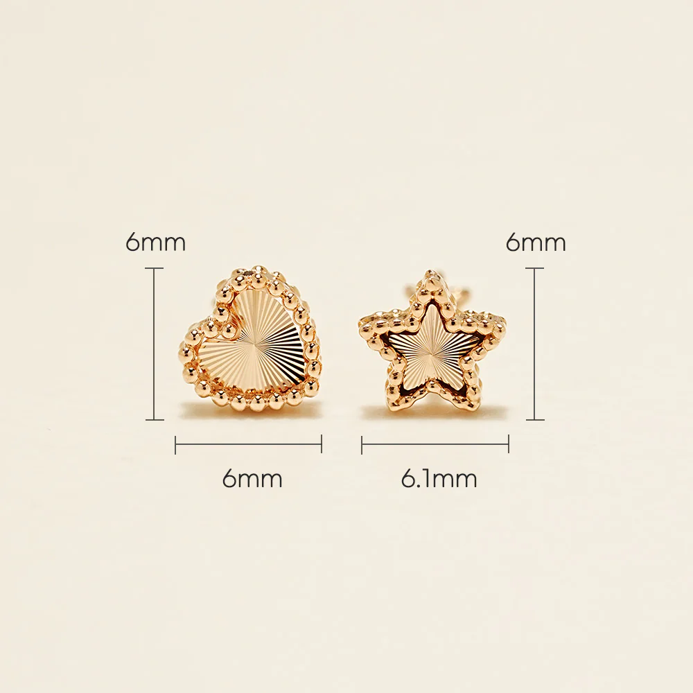 14K Gold Volume Cutting Heart Star Cartilage Earring 18G16G - Image 18