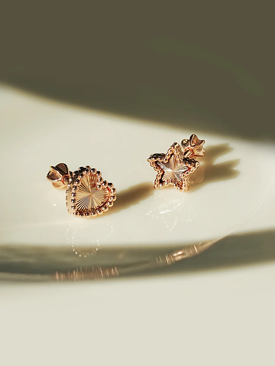 14K Gold Volume Cutting Heart Star Cartilage Earring 18G16G - Image 9
