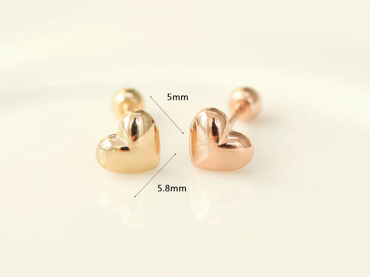 14K Gold Volume Heart Cartilage Earring 20G - Image 11