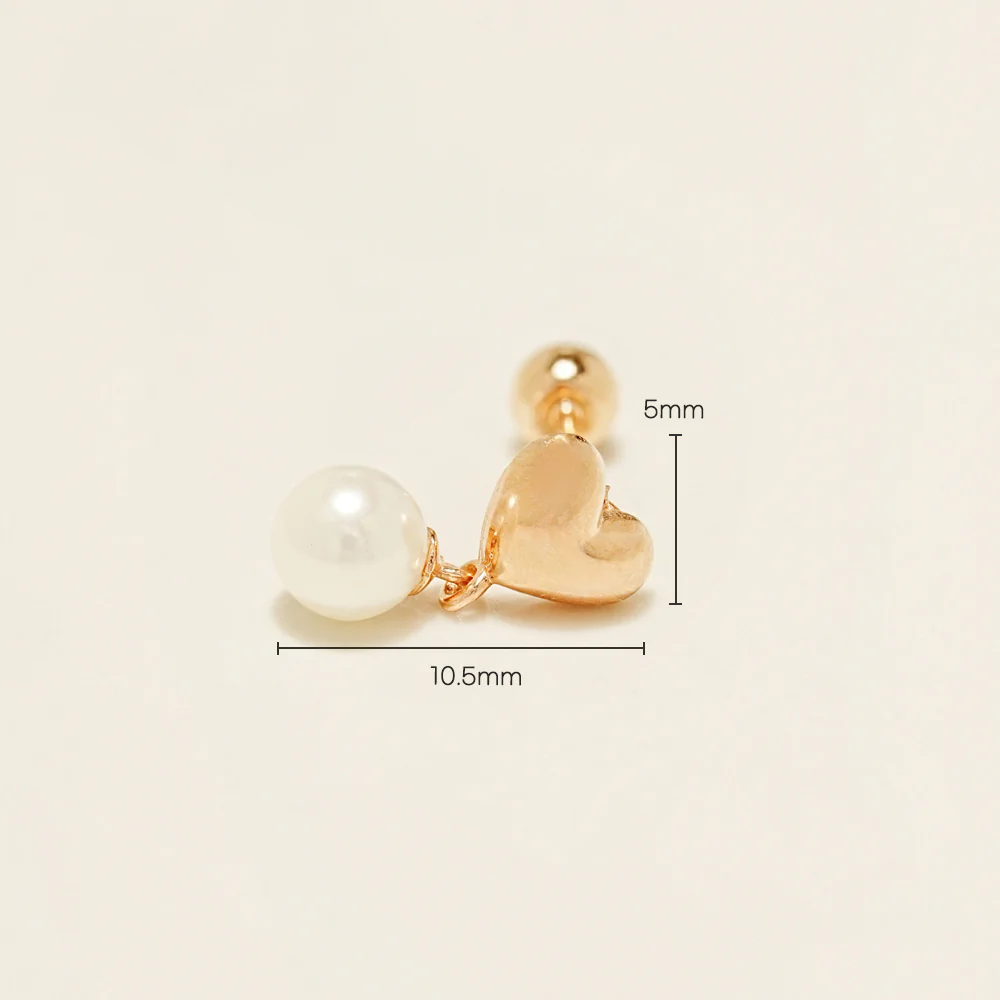14K Gold Volume Heart Drop Cartilage Earring 20G - Image 6