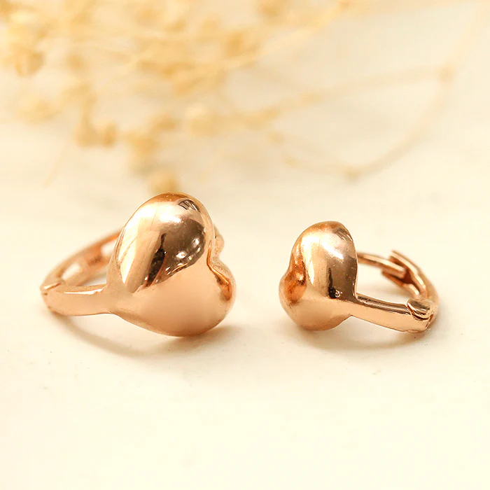 14K Gold Volume Heart Star Hoop Earring - Image 12