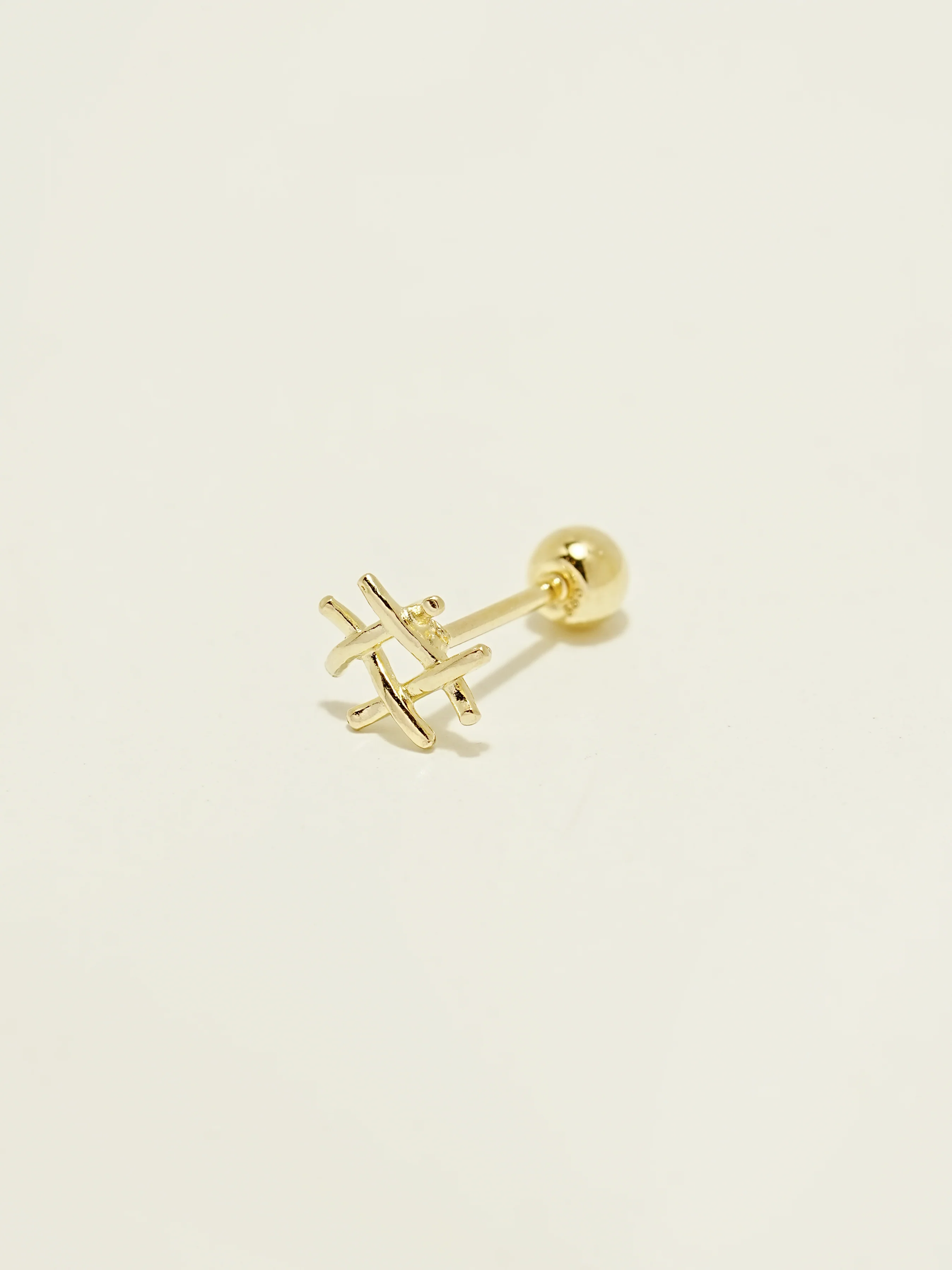 14K Gold Waffle Cartilage Earring 20G - Image 6