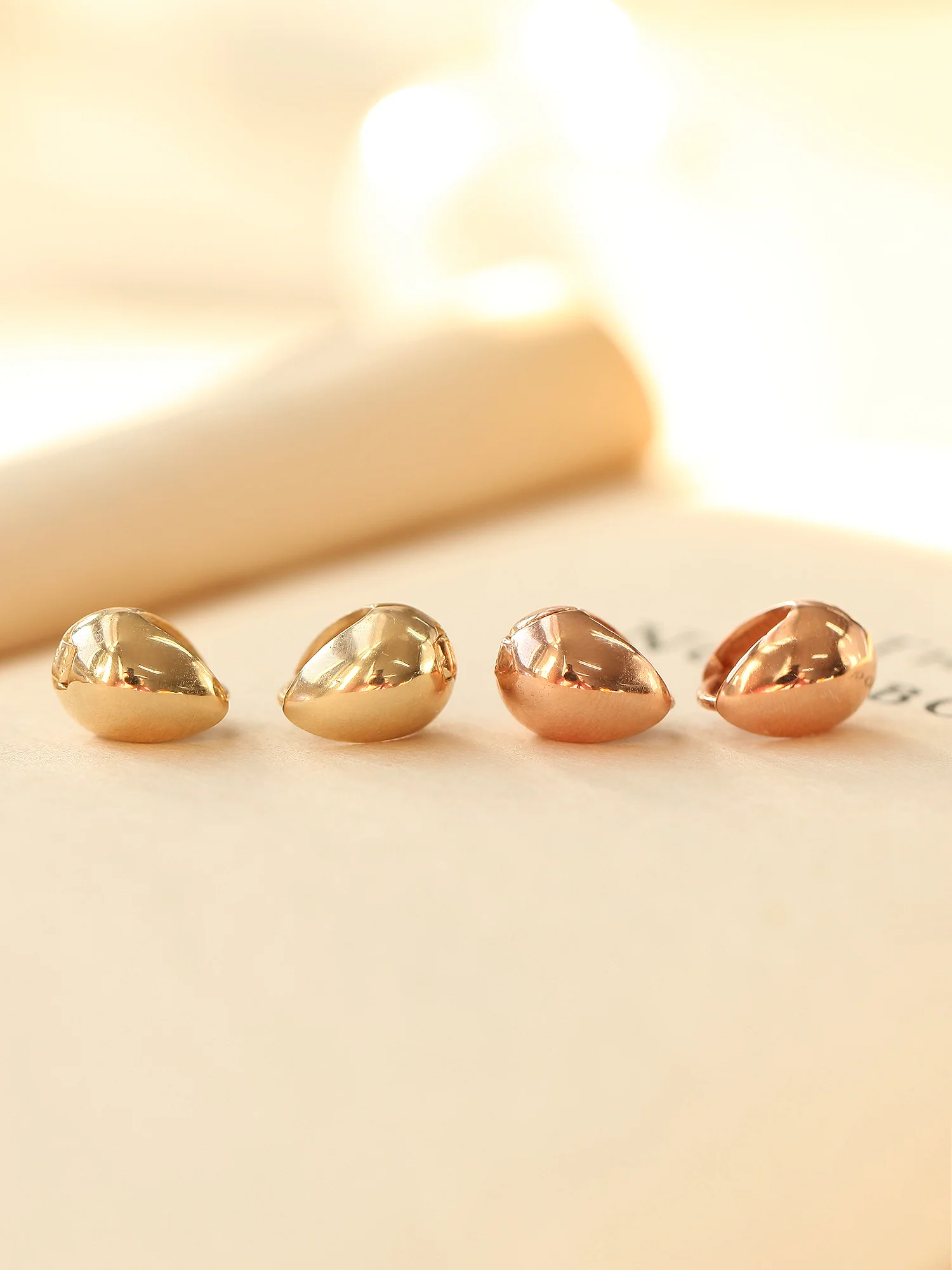 14K Gold Water Drop Hoop Earring - Image 8