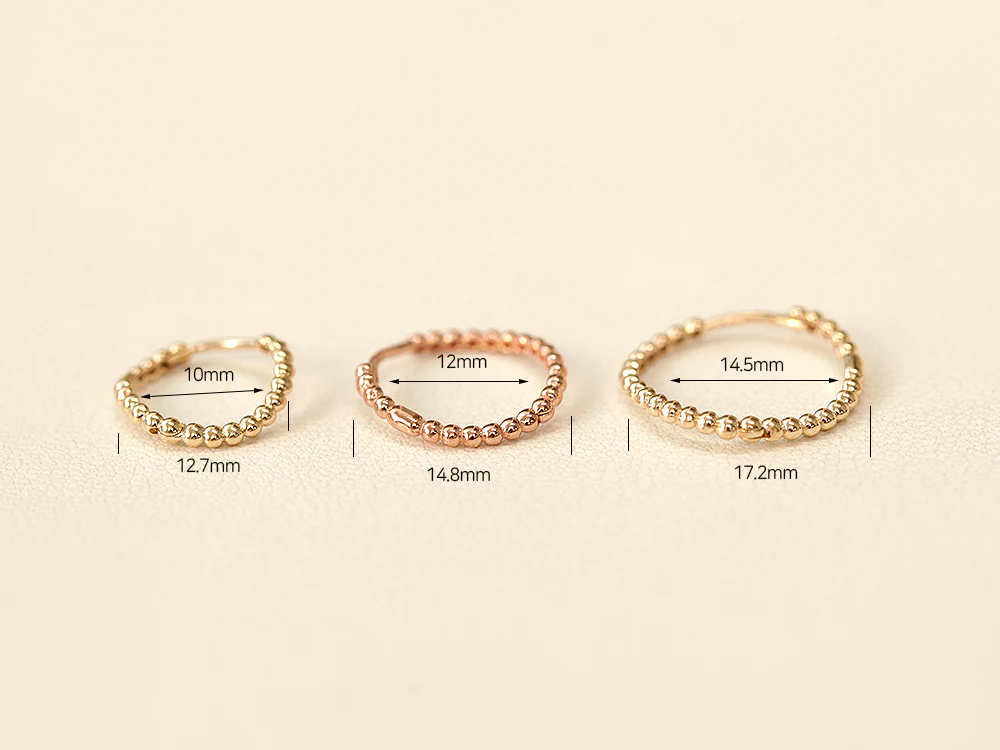 14K Gold Wave Ball Hoop Earring - Image 10