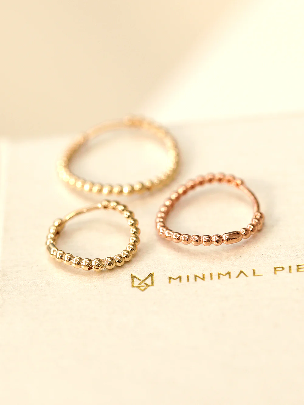14K Gold Wave Ball Hoop Earring - Image 4