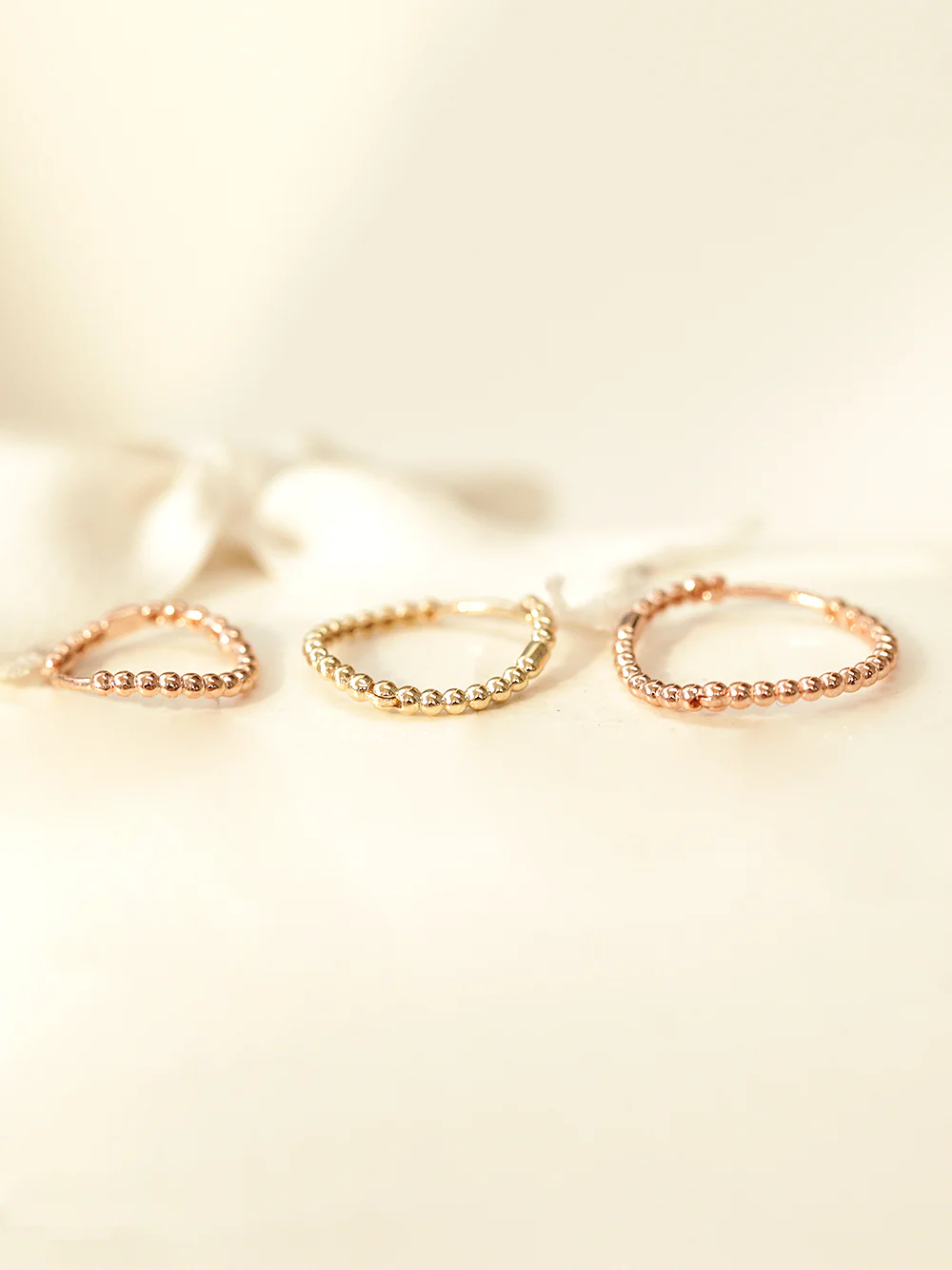 14K Gold Wave Ball Hoop Earring - Image 5