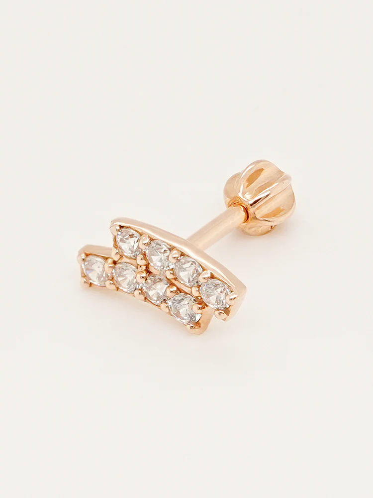14K Gold Wave Line Cartilage Earring 18G16G - Image 12
