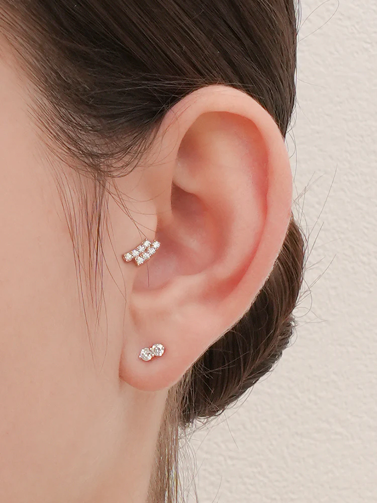 14K Gold Wave Line Cartilage Earring 18G16G - Image 6