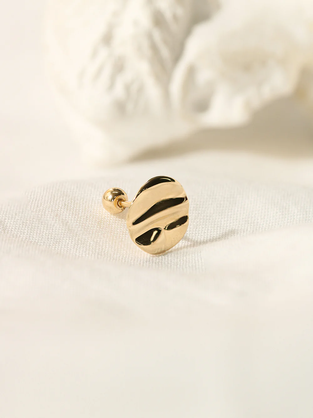 14K Gold Wavy Circle Cartilage Earring 20G18G16G - Image 11