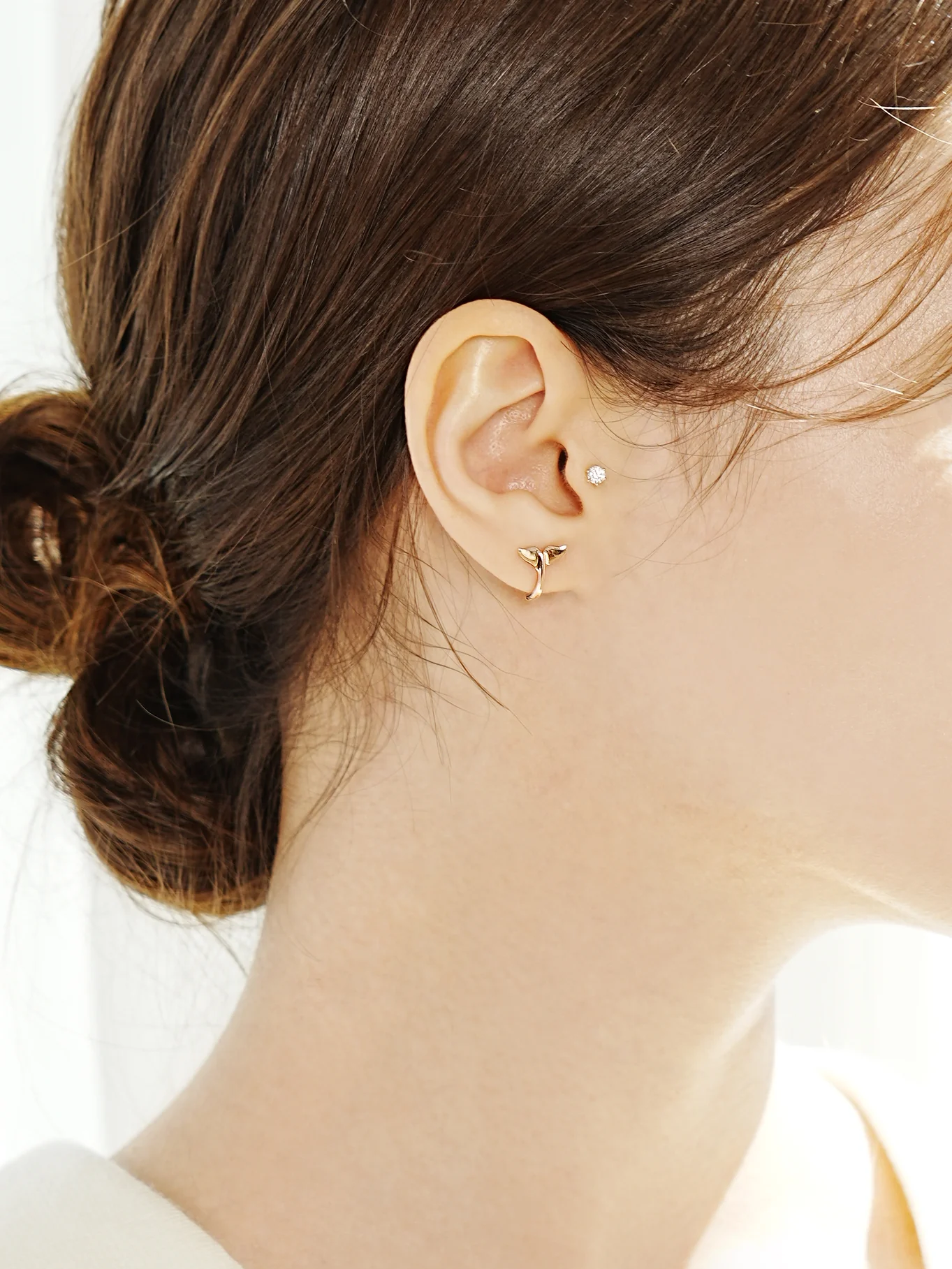 14K Gold Whale Tale Cartilage Earring 20G18G16G - Image 12