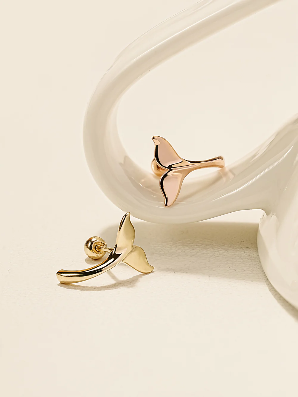 14K Gold Whale Tale Cartilage Earring 20G18G16G - Image 13
