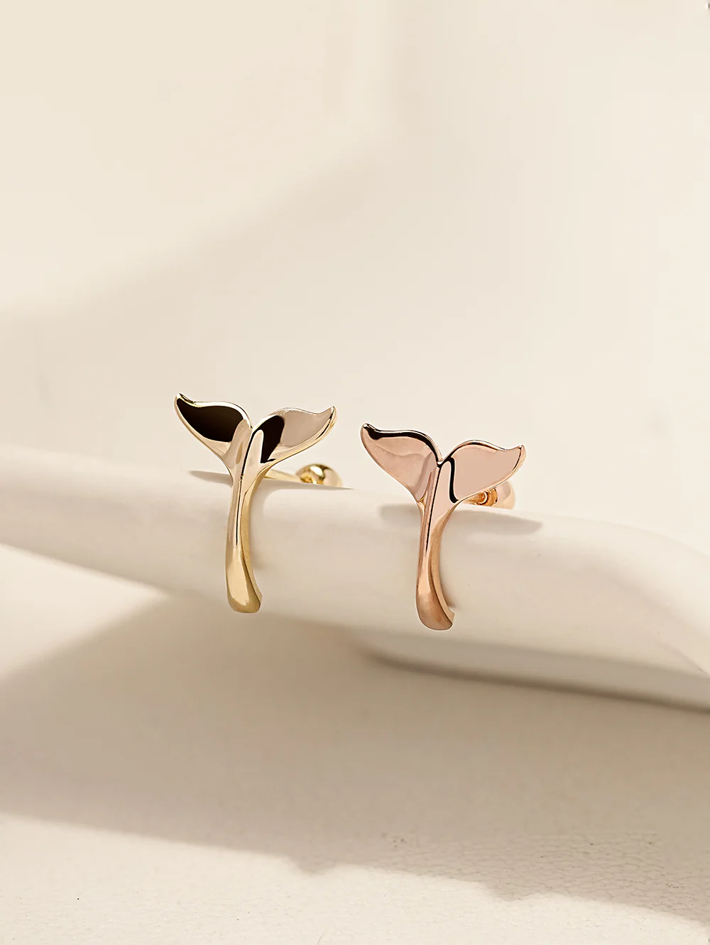 14K Gold Whale Tale Cartilage Earring 20G18G16G - Image 3