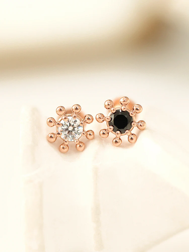 14K Gold Wheel Cubic Labret Piercing 18G16G - Image 5