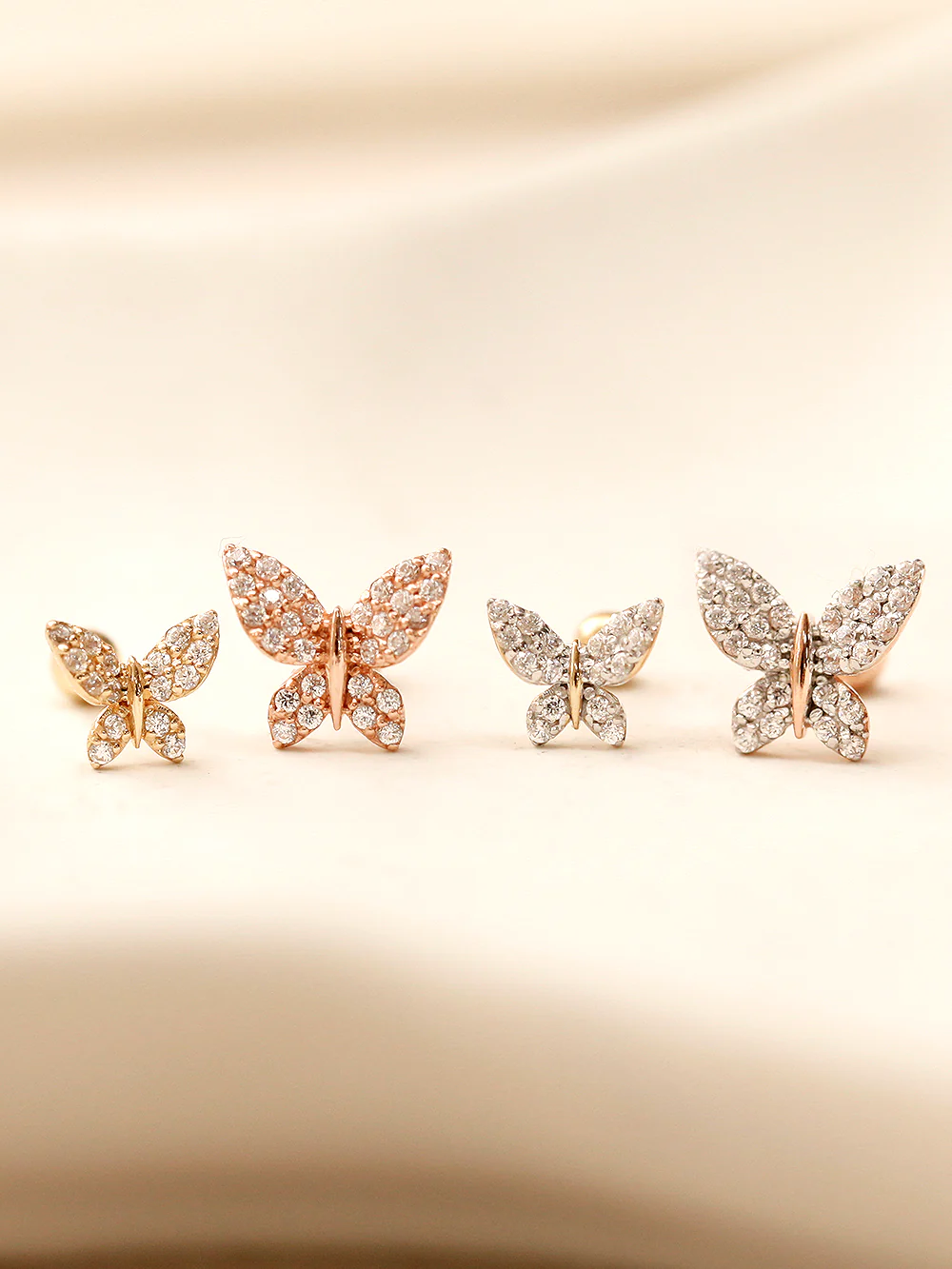 14K Gold White Crystal Butterfly Cartilage Earring 20G18G16G - Image 6