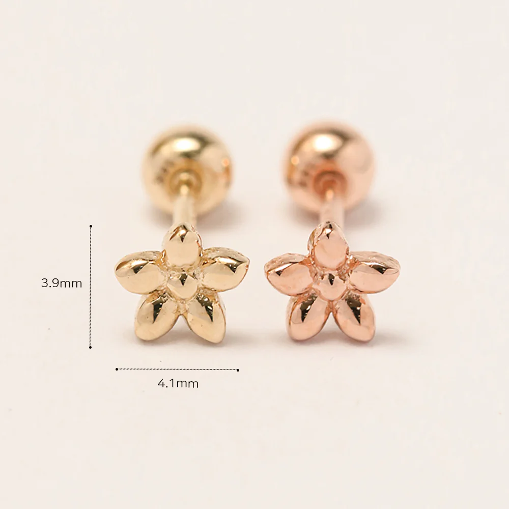 14K Gold Wild Flower Cartilage Earring 20G18G16G - Image 11